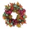 22&#x22; Orange &#x26; Burgundy Fall Harvest Artificial Floral &#x26; Pinecone Wreath